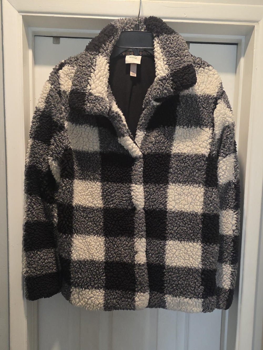Knox Rose Black & White Check Sherpa Jacket